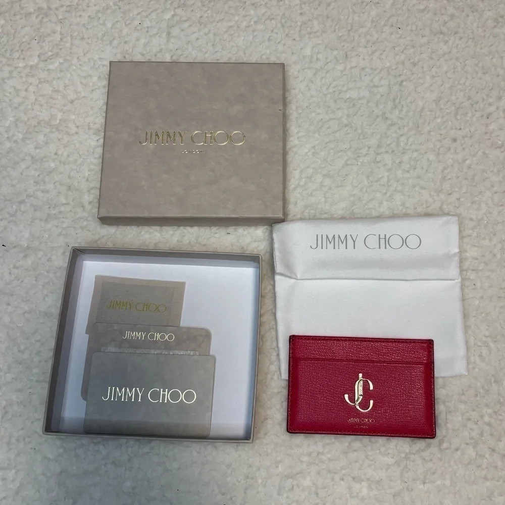 Jimmy Choo Smooth Calfskin Umika Card Holder in Hot Pink